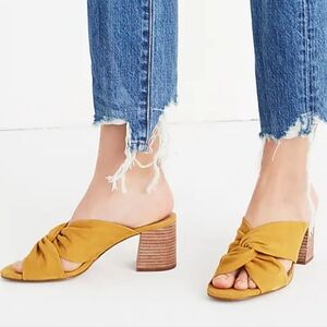 Madewell |‎ Sari Criss Cross Yellow Suede Heel Sandals, size 10